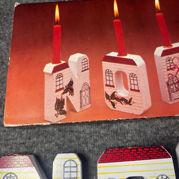 Vintage Chadwick Wooden Christmas Santa Noel Candle holder Set (no candles) - Picture 6 of 13